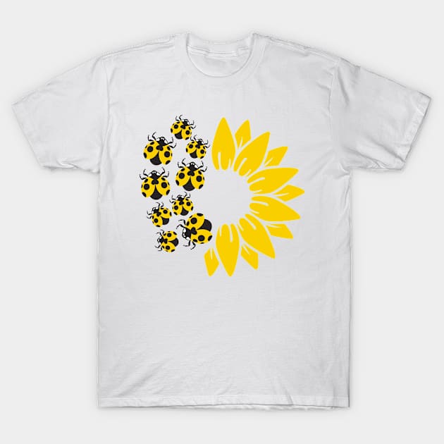 Ladybug And Flower Lover Design T-Shirt by Daimon